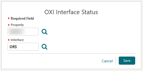 This image show the OXI Interface status with the Property and Interface fields