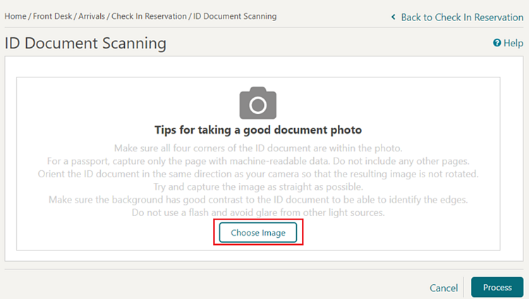 This screen shows Tips for taking a good document photo.