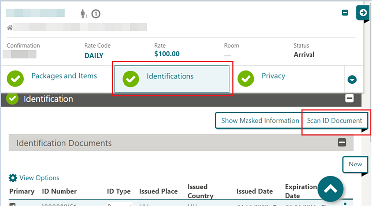 This image shows the Scan ID Document link in the Identification panel.