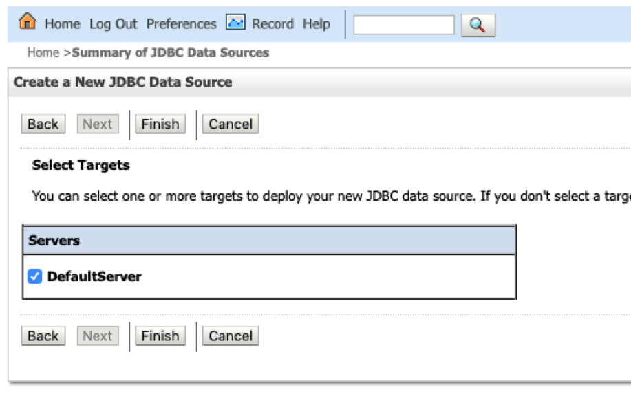 JDBCデータ・ソースの作成