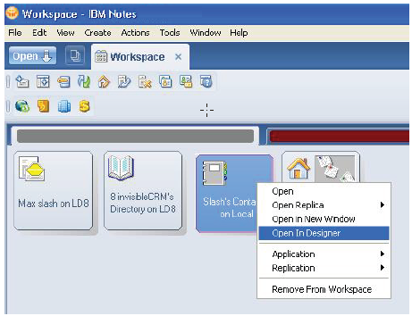 IBM Domino Designer: This image is described in the surrounding text.