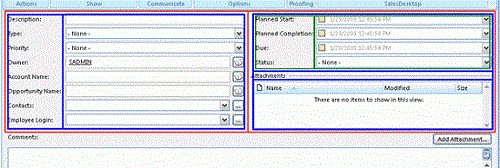 Activity Form: This image shows the start section divided into two columns of fields.