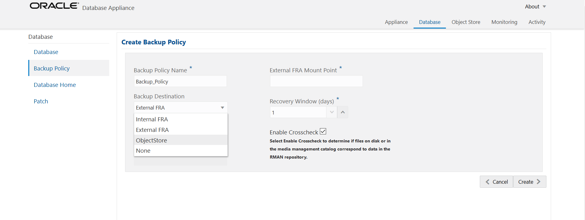 Description of webconsole_backup_policy_database.png follows