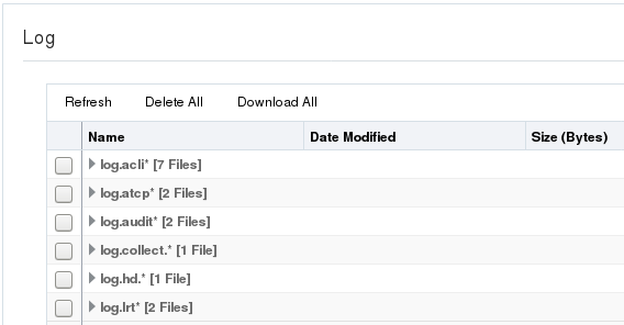 This screen capture shows the response to clicking the Log link in the File Management List.