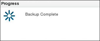 Thsi screen capture shows the Backup Complete error message that displays if the system stalls after running Setup Initial Configuation.