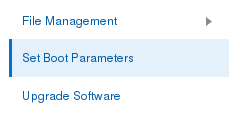 This screen capture shows the newly added set boot parameters link in system tab navigation pane.