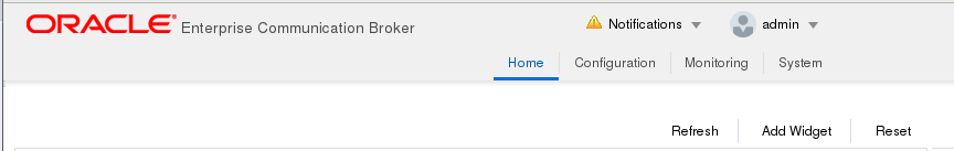 This screen capture shows the new location of the Refresh, Add Widget, and Reset controls.