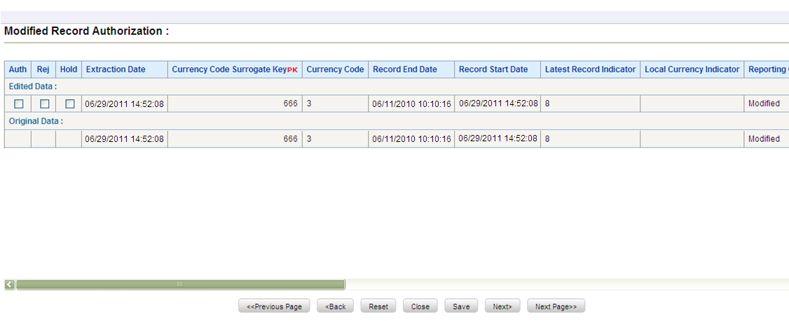 Description of the DEFQ - Data Entry Re-Authorize window follows This illustration shows the DEFQ - Data Entry Re-Authorize window, you can re-authorize an authorized record which has been updated by other users by choosing the user from the records. 