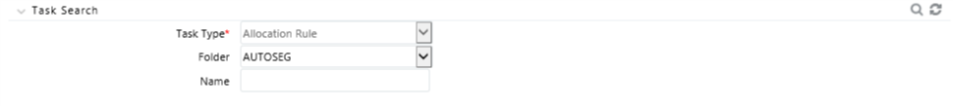The Task Search pane allows you to search for a task that is already defined using Task Type, Folder, and Name parameters.