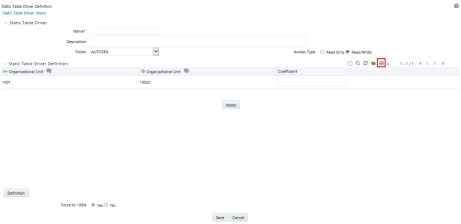 This page allows you to import data from an Excel sheet and insert in the static table driver rule.