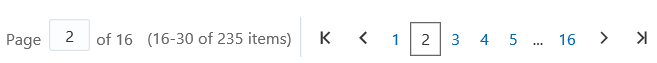 illustrates paging through a list of records, with options to advance from page to page, return to the beginning, jump ahead, or jump to the end