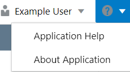 Displays the help drop-down after it is opened, including Application Help and About Application options.