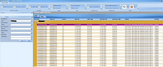 This figure shows the Transfer Audit Grid
