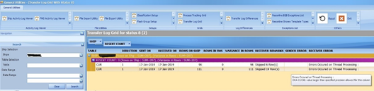 This figure shows Transfer Log Grid With Status 8