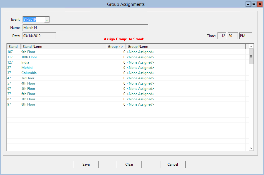 This figure displays the Group Assignments window.