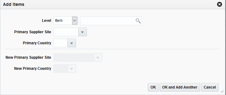 Add Items Pop-up - Update Primary Supplier