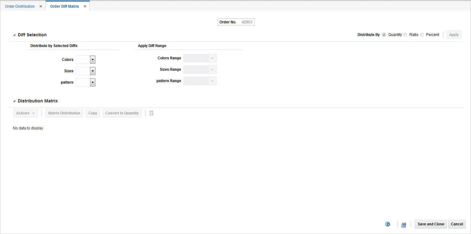 Order Diff Matrix window