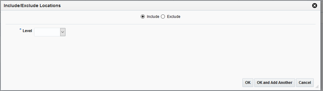 Include/Exclude locations dialog