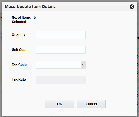 mass update item details dialog