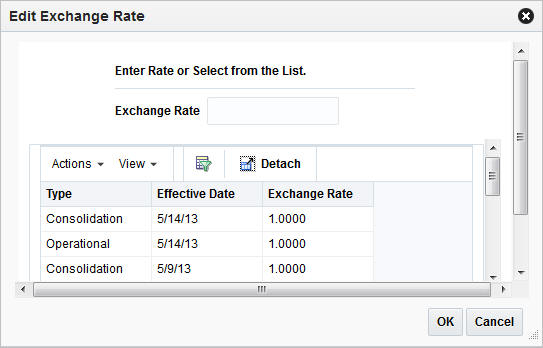 Edit Exchange Rate window