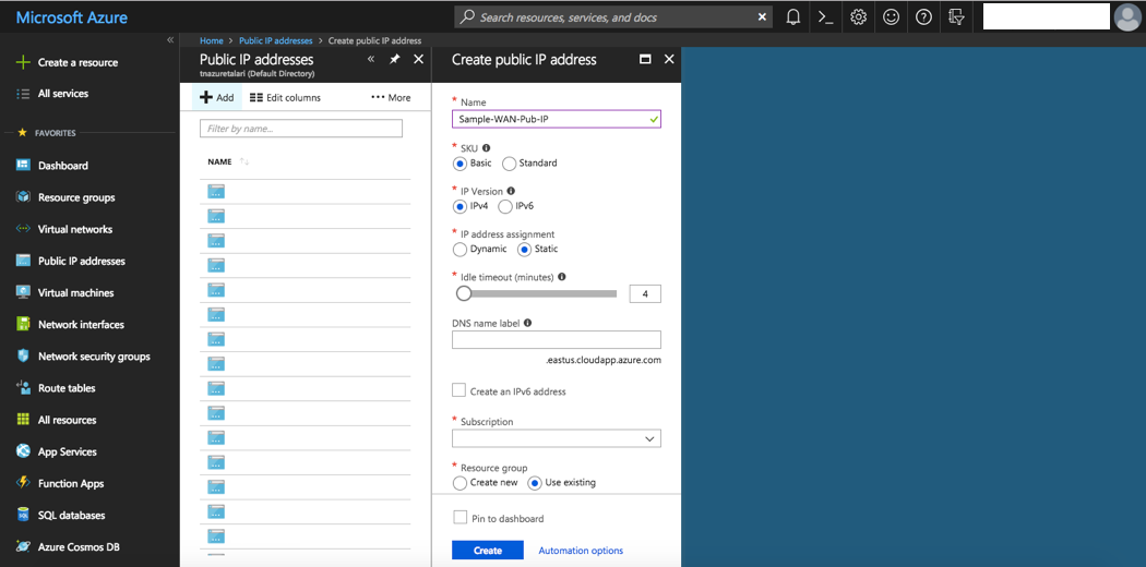 Create Public IP Address Create Public IP Address