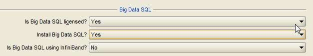 図に構成生成ユーティリティの3つのOracle Big Data SQLフォーム・フィールドを示します 図に構成生成ユーティリティの3つのOracle Big Data SQLフォーム・フィールドを示します