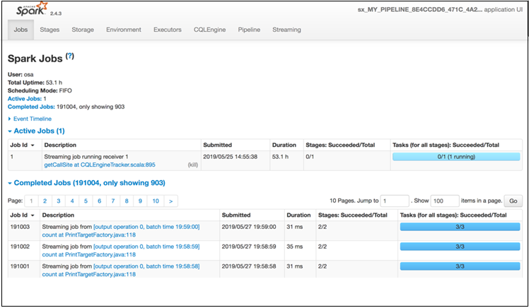 Sparkアプリケーションの詳細ページ