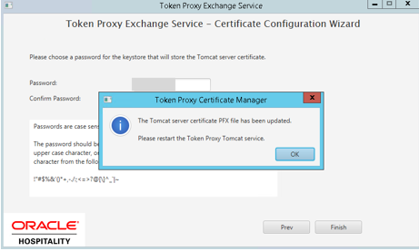 This image shows Tomcat server certificate PFX file has been updated