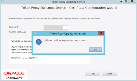 This image shows how to configure the payment service provider root certificate Select to create the root certificate