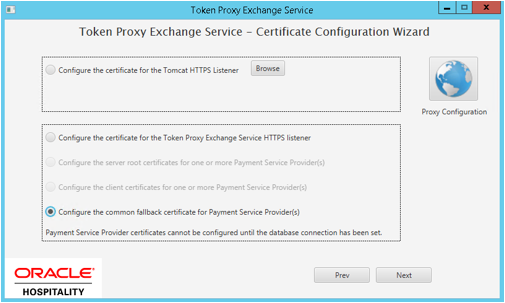 This image shows Configure the common fallback certificate Payment Service Provider(s)