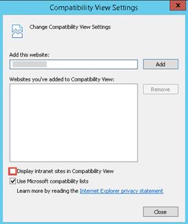 This image shows Change compatibility view settings.