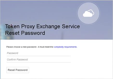 This image shows Token proxy exchange service reset password.