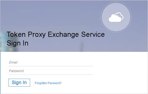 This image shows Token proxy exchange service sign in page.