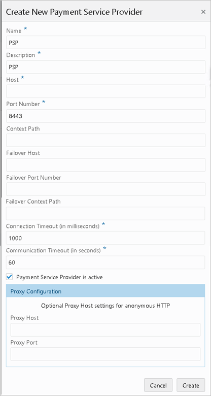 This image shows configuration of payment service provider.