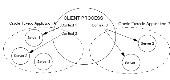 2 つのドメイン内でのマルチコンテキスト プロセス