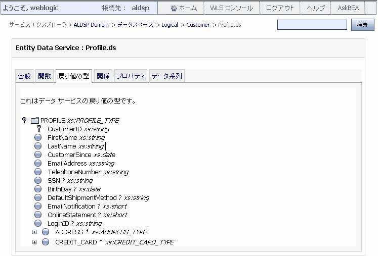 論理データ サービスの戻り値型