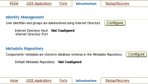 �uIdentity Management�v����сuMetadata Repository�v�̃Z�N�V����