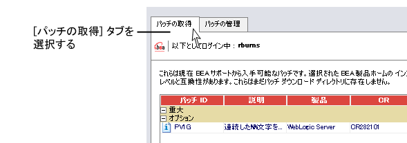 BEA Products のインストールを選択する [対象インストール] パネル