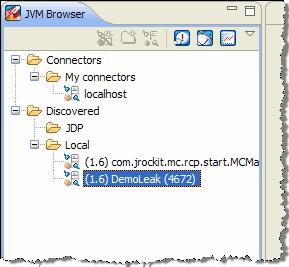 該当する JRockit JVM インスタンスを見つける