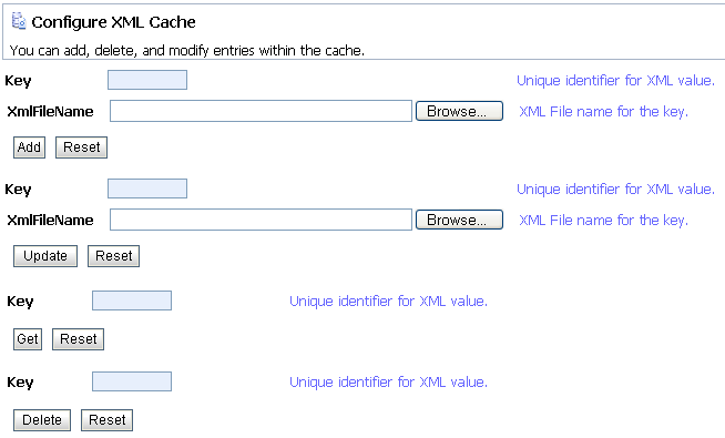 [XML キャッシュのコンフィグレーション]