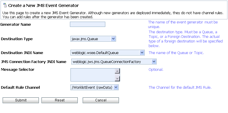 新しい JMS EG の作成