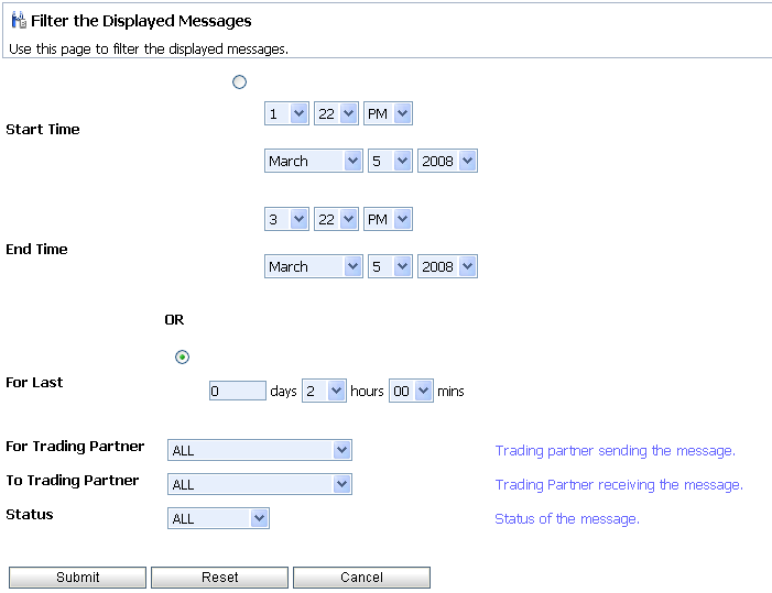 [表示されたメッセージのフィルタ処理] ページ