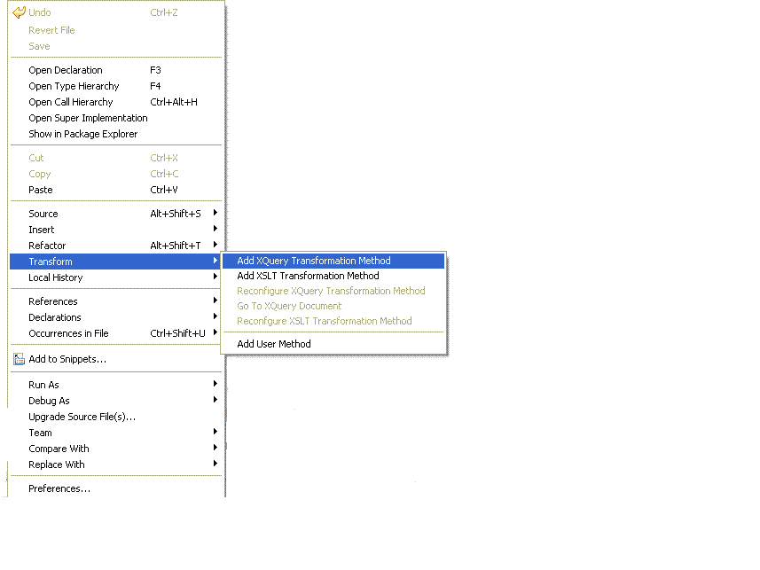 トランスフォーメーション メソッドのコンフィグレーション