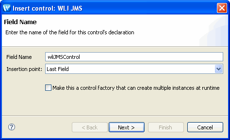 コントロールの挿入 : WLI JMS