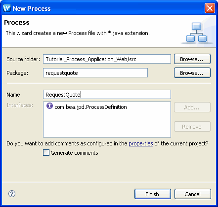 [新しいプロセス] ダイアログ ボックス