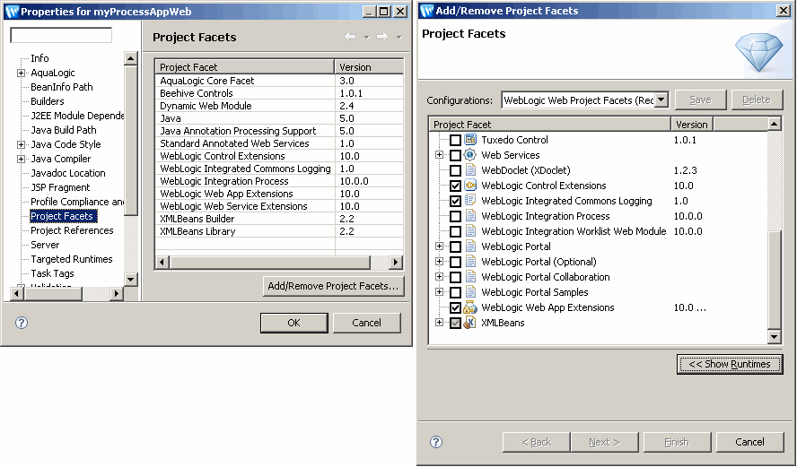 ファセットの追加と削除