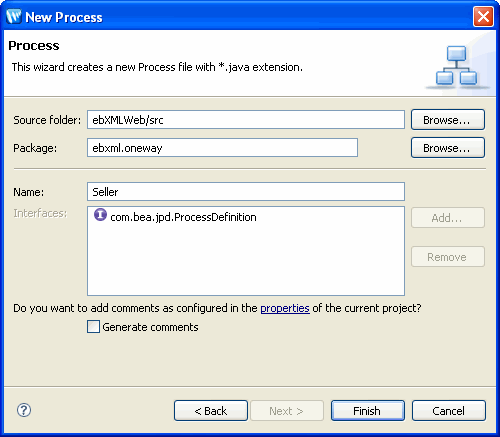 [新しいプロセス] ダイアログ ボックス