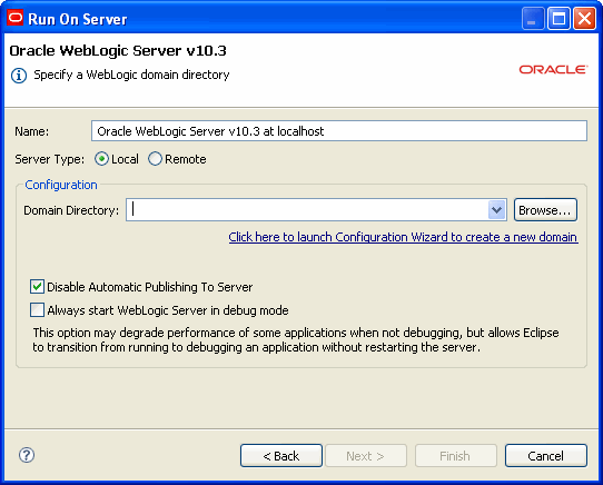WebLogic Server の定義