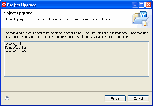 プロジェクトのアップグレード