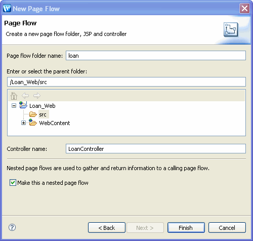 ページ フローの詳細の指定